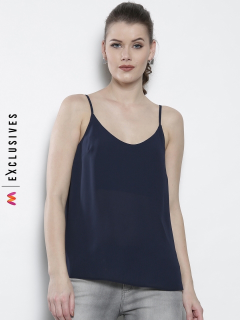 

DOROTHY PERKINS Women Navy Blue Solid Top