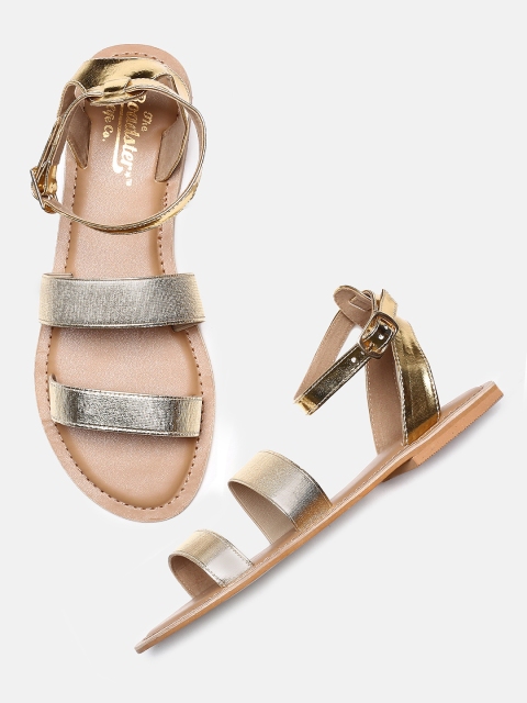 

Roadster Women Gold-Toned Solid Open Toe Flats