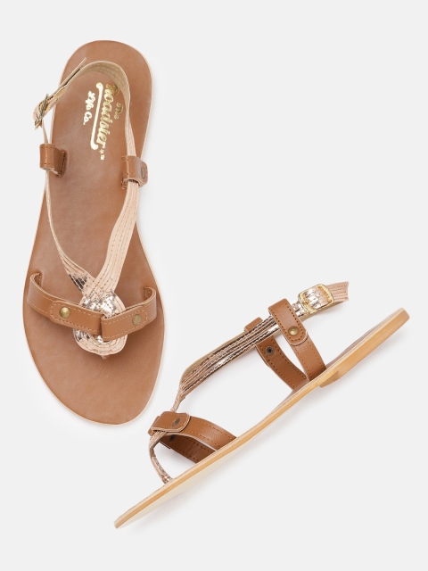 

Roadster Women Tan & Rose Gold Solid Open Toe Flats