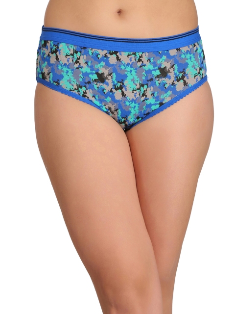

Clovia Mid Waist Printed Hipster Panty PN2324P03, Blue