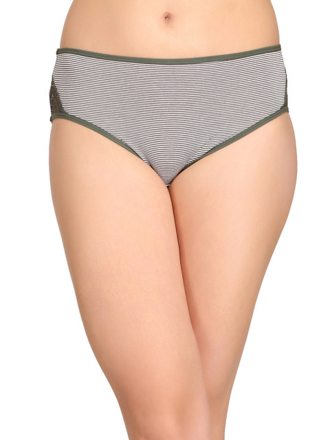

Clovia Women Green Striped Hipster Briefs PN2168P17