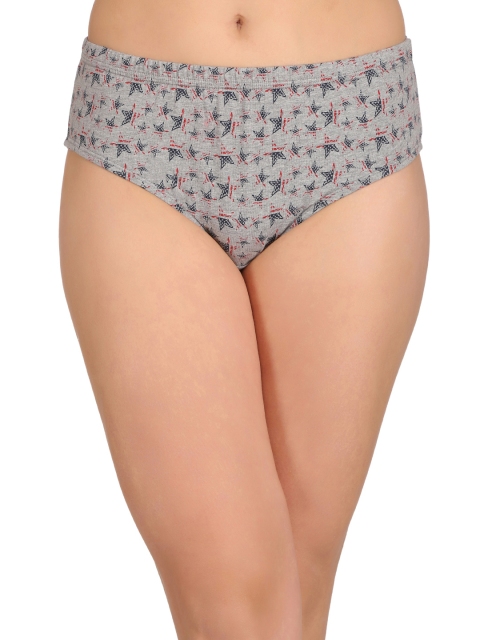 

Clovia Mid Waist Printed Hipster Panty With Inner Elastic PN2378P01, Grey