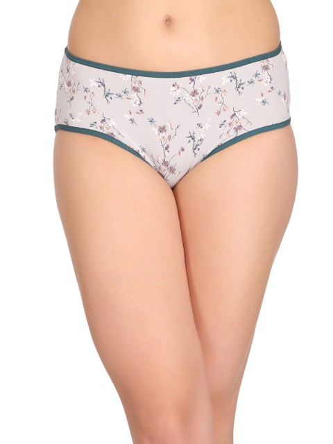 

Clovia Mid Waist Printed Hipster Panty PN2284P01, Grey