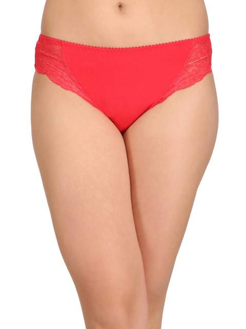 

Clovia Cotton Low Waist Bikini Panty With Lace Wings PN2320P04, Red