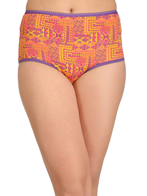 

Clovia Cotton High Waist Printed Hipster Panty PN2394P16, Orange
