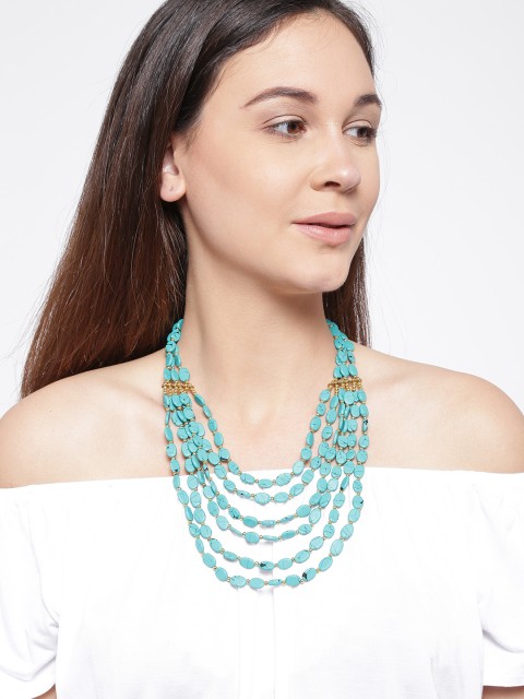 

Infuzze Turquoise Blue Beaded Layered Necklace
