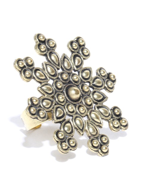 

Infuzze Antique Gold-Toned Textured Adjustable Ring