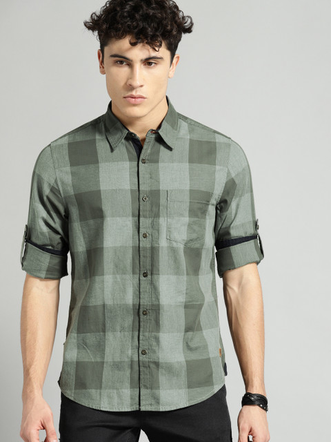 

Roadster Men Grey Regular Fit Checked Casual Shirt