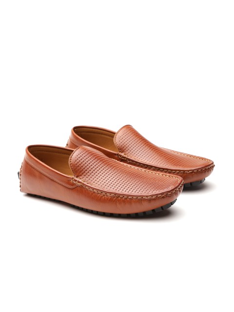 

Carlton London Men Tan Brown Textured Driving Shoes