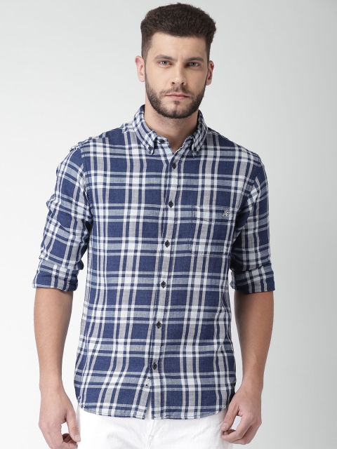 

Aeropostale Men Navy & White Regular Fit Checked Casual Shirt, Navy blue