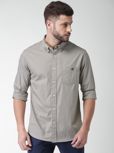 

Aeropostale Men Grey Regular Fit Solid Casual Shirt