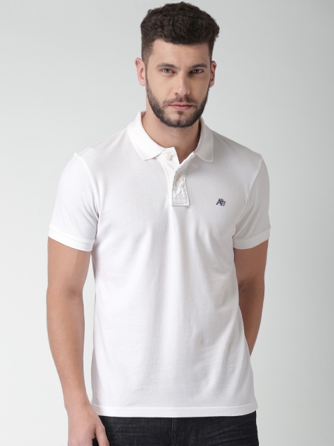 

Aeropostale Men White Solid Polo Collar T-shirt