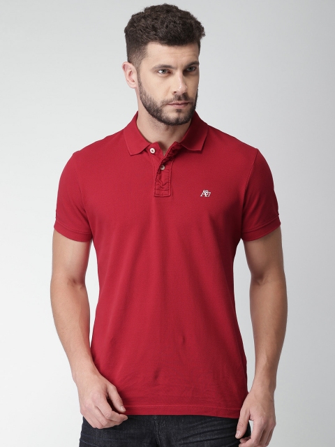 

Aeropostale Men Red Solid Polo Collar T-shirt