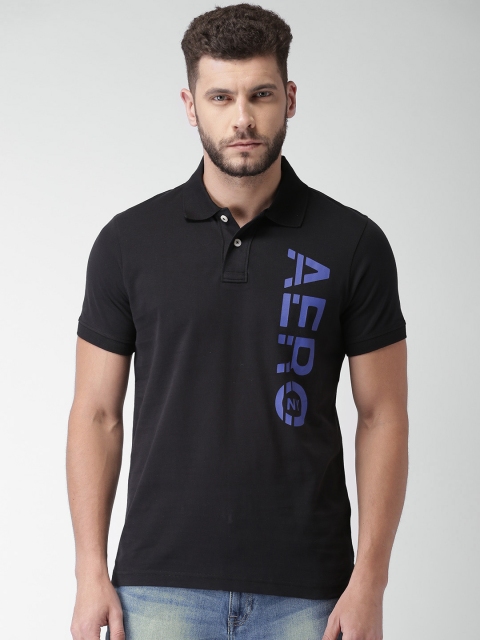 

Aeropostale Men Black Printed Polo Collar T-shirt