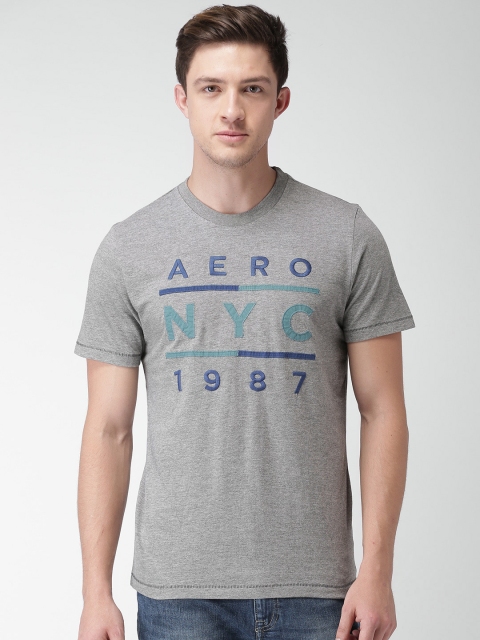 

Aeropostale Men Grey Self Design Round Neck T-shirt
