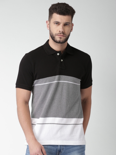 

Aeropostale Men Black & Grey Colourblocked Polo Collar T-shirt