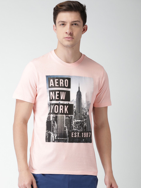 

Aeropostale Men Peach-Coloured Printed Round Neck T-shirt