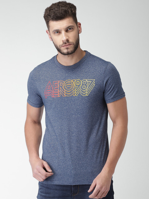 

Aeropostale Men Blue Printed Round Neck T-shirt