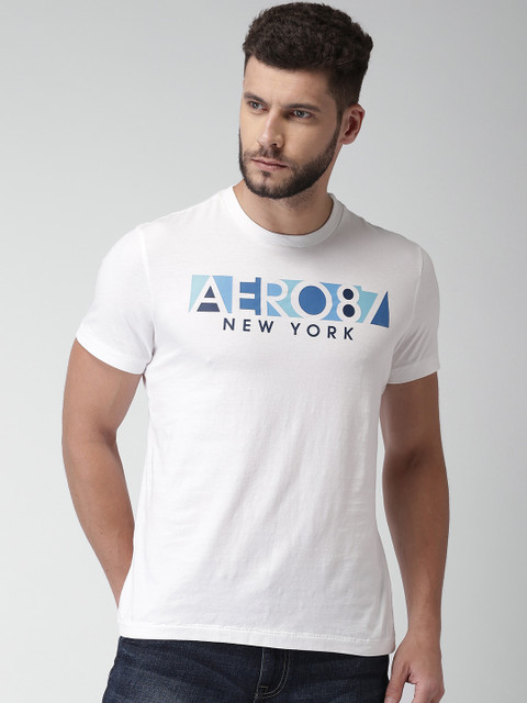 

Aeropostale Men White Printed Round Neck T-shirt