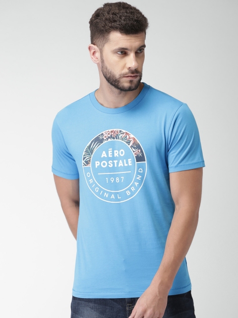 

Aeropostale Men Blue Printed Round Neck T-shirt
