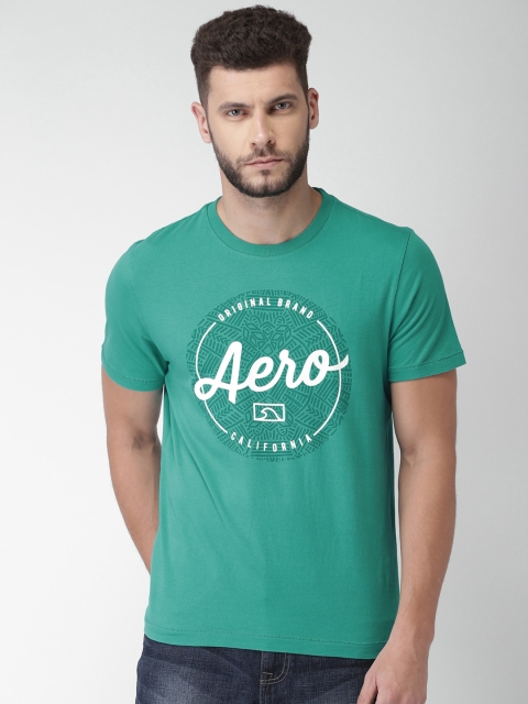 

Aeropostale Men Green Printed Round Neck T-shirt
