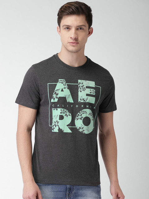 

Aeropostale Men Charcoal Grey Printed Round Neck T-shirt