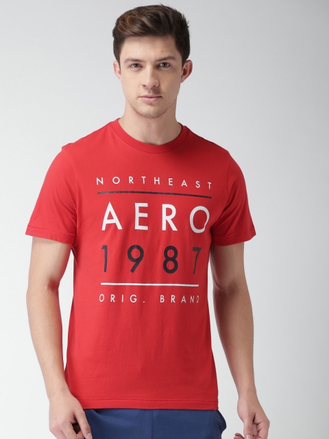 

Aeropostale Men Red Printed Round Neck Pure Cotton T-shirt