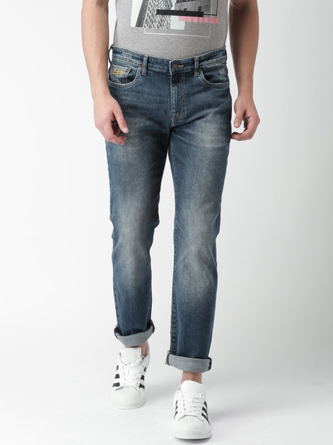 

Aeropostale Men Blue Slim Fit Mid-Rise Low Distress Stretchable Jeans