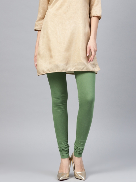 

W Women Green Solid Churidar Leggings