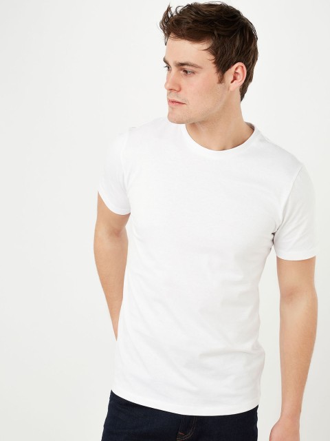 

next Men White Solid Round Neck T-shirt