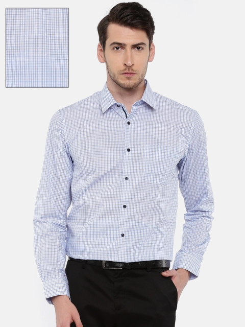 

Peter England Men White & Blue Slim Fit Checked Formal Shirt
