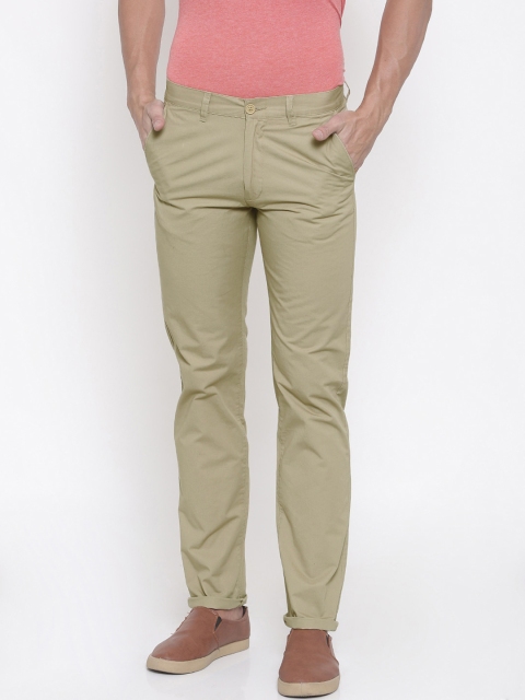 

Peter England Casuals Men Khaki Slim Fit Solid Regular Trousers
