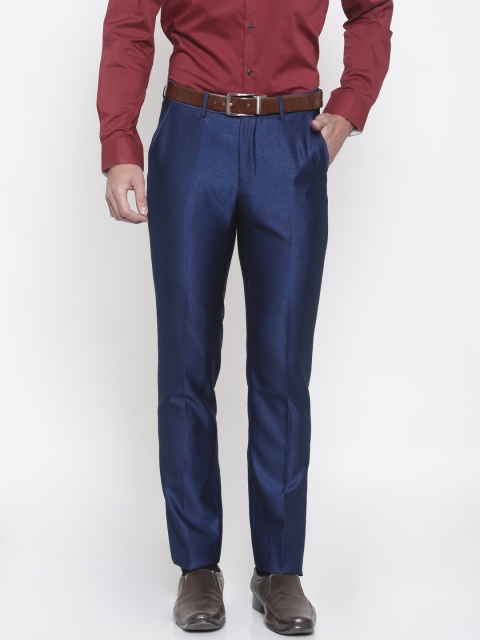 

Peter England Men Blue Slim Fit Solid Formal Trousers