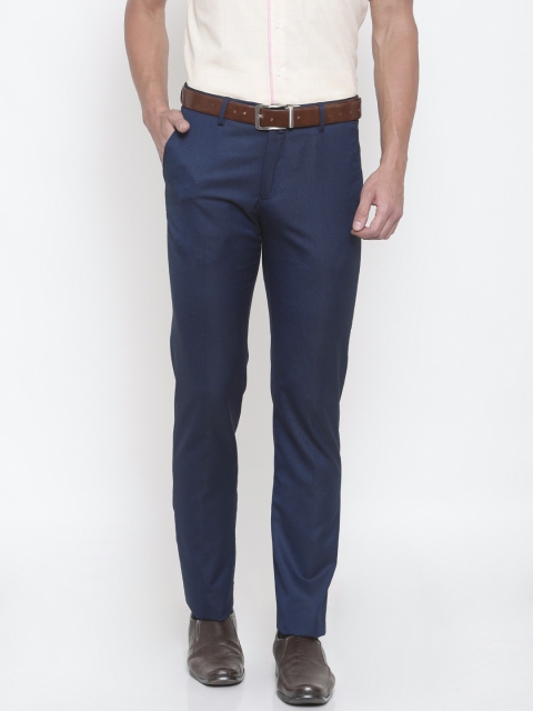 

Peter England Men Navy Slim Fit Solid Formal Trousers, Navy blue