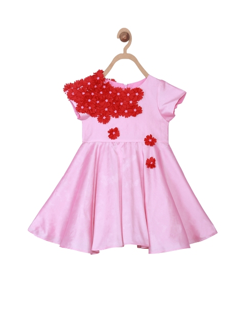

A Little Fable Girls Pink Shoulder Flower Fit and Flare Dress