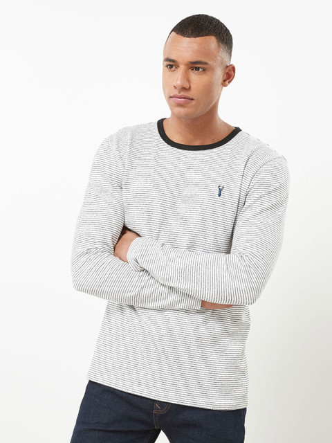 

next Men White Striped Round Neck T-shirt