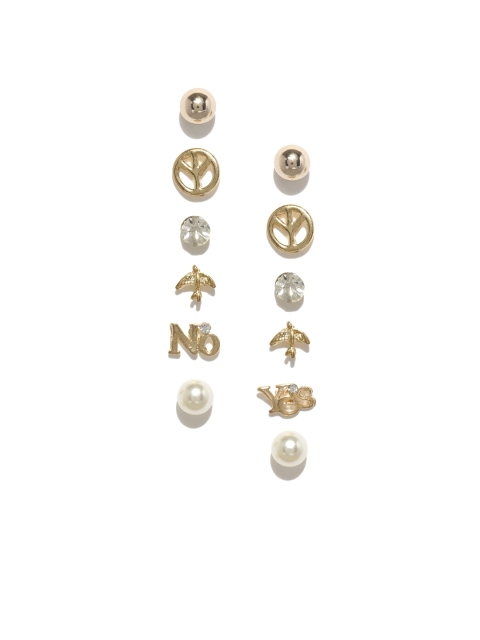 

Ayesha Set of 6 Gold-Toned Designer Stud Earrings