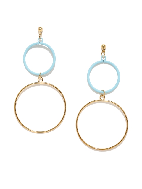 

Ayesha Blue & Gold-Toned Circular Drop Earrings