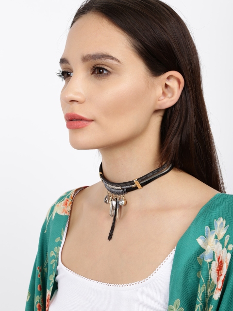 

Ayesha Black Beaded Choker Necklace