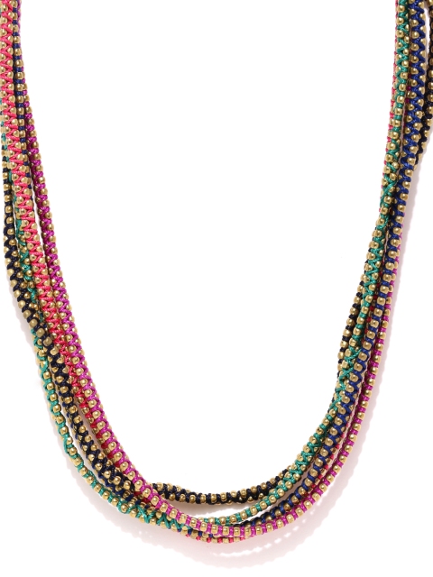 

Ayesha Multicoloured 5-Stranded Metal Necklace, Multi