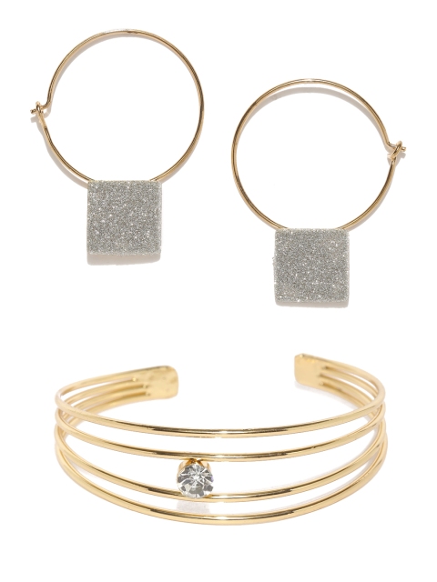 

Ayesha Hoop Earring & Handcuff Bracelet Set, Gold