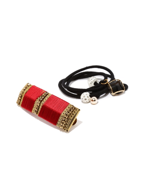 

Ayesha Red & Black Set of 2 Embellished Hair Accessory Set