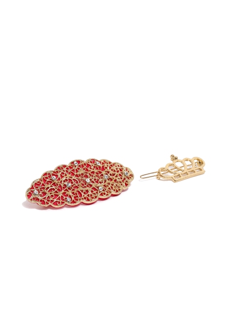 

Ayesha Red & Gold-Toned Barrete and Hairpin set