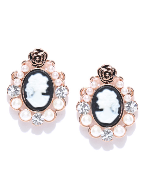 

Alamod White Gold-Plated Beaded Textured Oval Studs