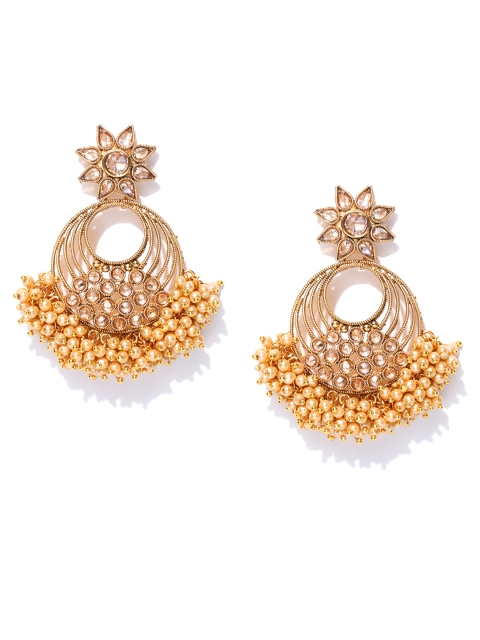 

Alamod Cream-Coloured Gold-Plated Kundan-Studded Circular Chandbalis