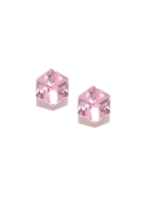 

Alamod Silver-Toned & Pink Diamond Shaped Studs