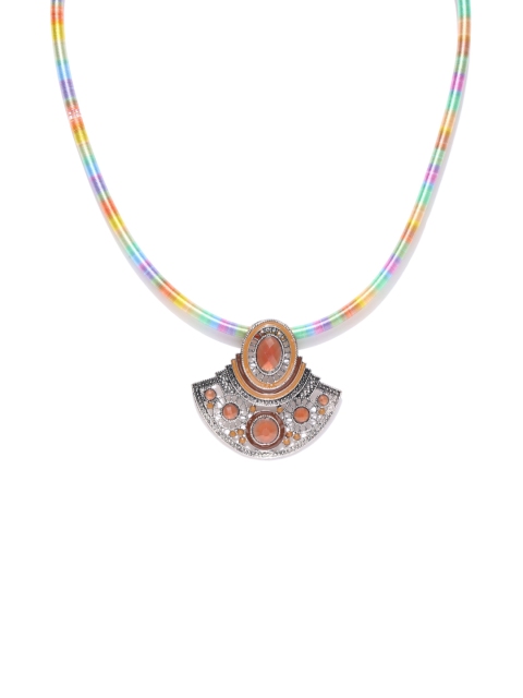 

Alamod Multicoloured Silver-Plated Enamelled Necklace