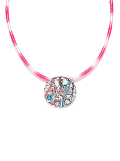 

Alamod Pink Silver-Plated Enamelled Necklace