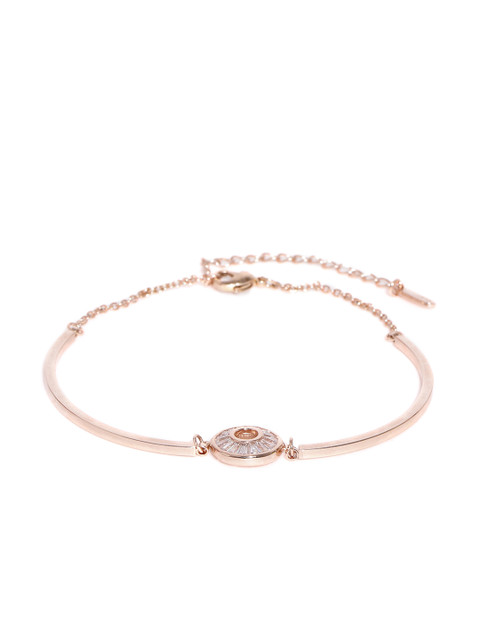 

Alamod Rose Gold-Toned Gold-Plated CZ Stone-Studded Link Bracelet