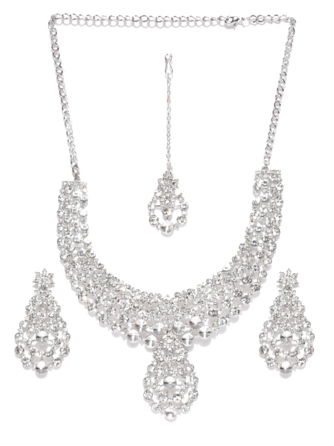 

Alamod Silver-Toned Stone-Studded Jewellery Set